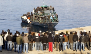 File picture showing migrants from North Africa arriving at Lampedusa
