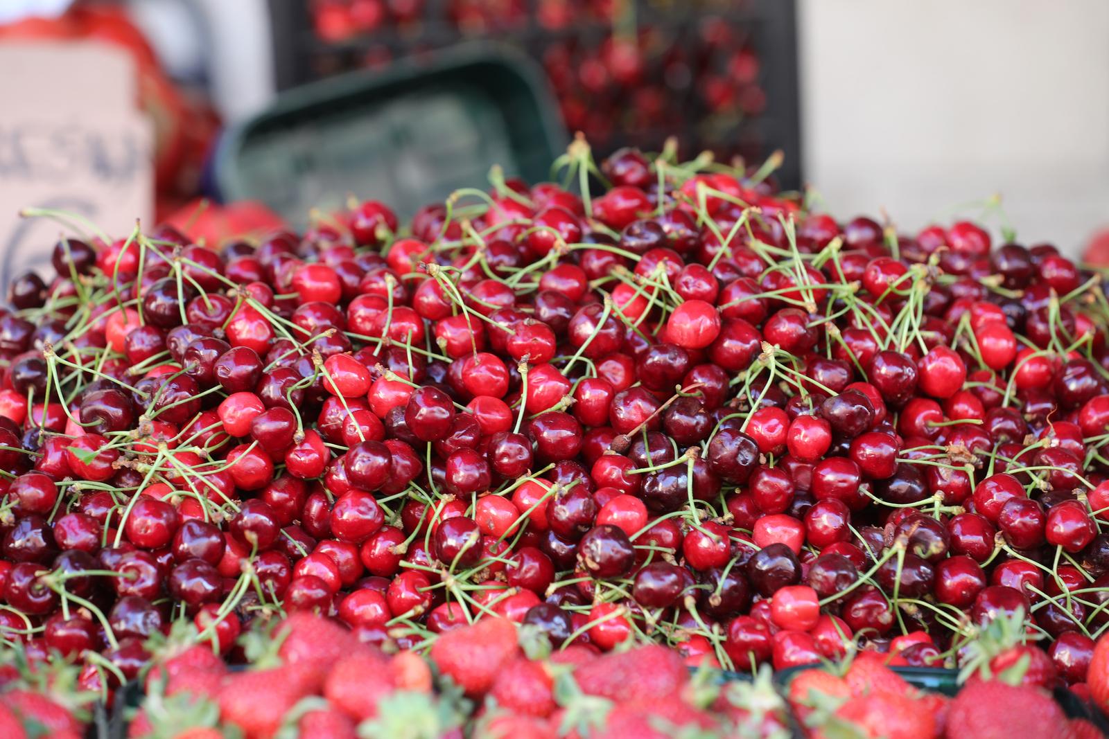 Rijeka: Prve ovogodišnje trešnje na tržnici prodaju se po 36 kuna za kilogram Rijeka: Prve ovogodišnje trešnje na tržnici prodaju se po 36 kuna za kilogram