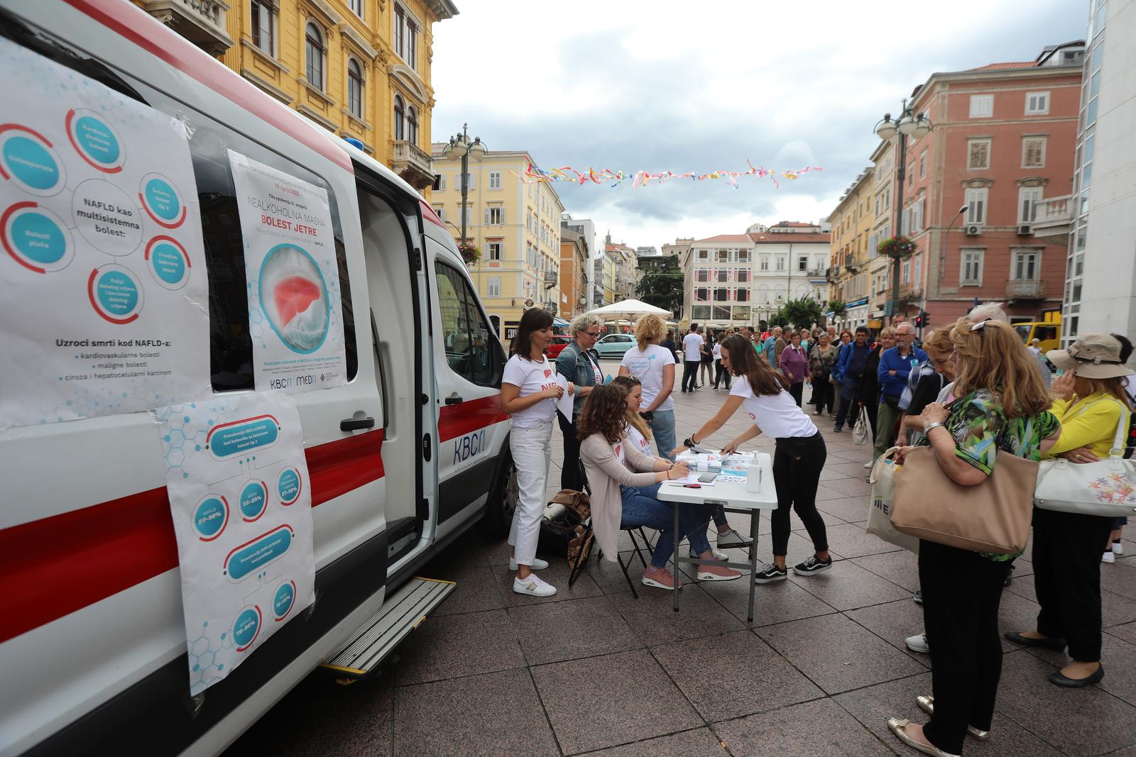 Rijeka: Povodom Svjetskog dana svjesnosti o nealkoholnoj masnoj bolesti jetre besplatno testiranje građana na Trgu 111. brigade HV Rijeka: Povodom Svjetskog dana svjesnosti o nealkoholnoj masnoj bolesti jetre besplatno testiranje građana na Trgu 111. brigade HV
