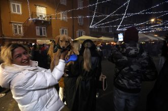 Rijeka: Slavlje nakon pobjede Hrvatske nad Marokom u borbi za broncu