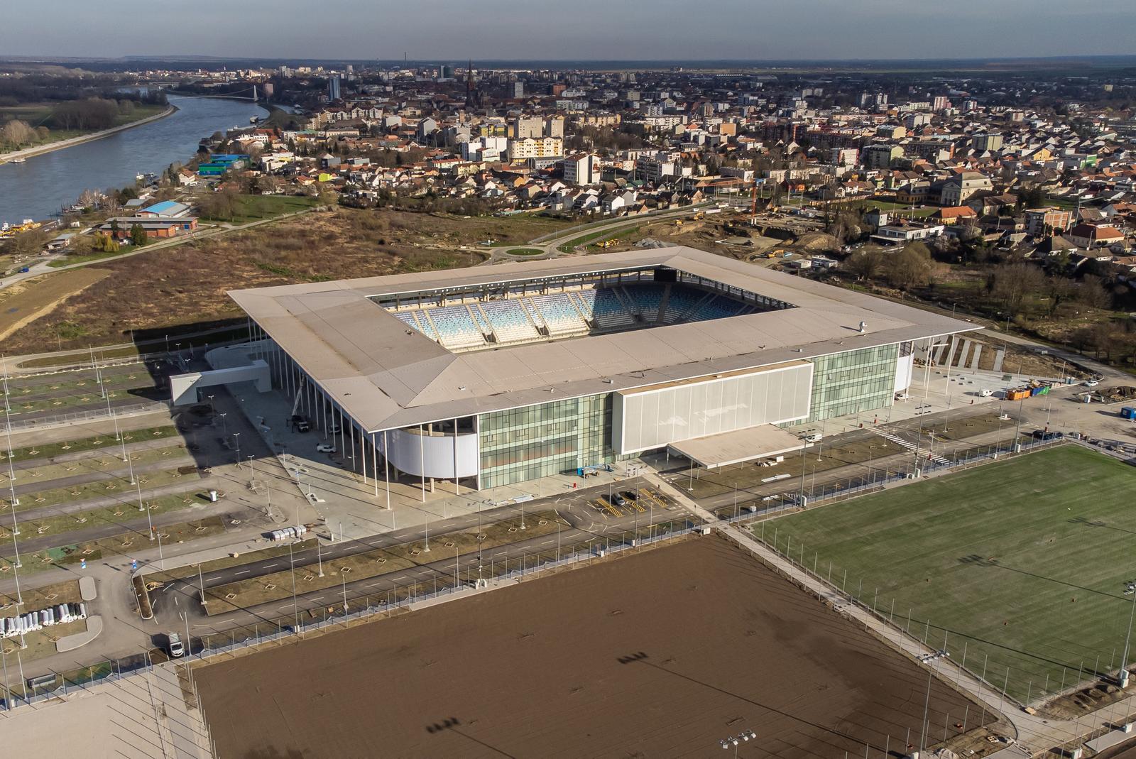 Osijek: Pogled iz zraka na novi stadion NK Osijek na Pampasu Osijek: Pogled iz zraka na novi stadion NK Osijek na Pampasu