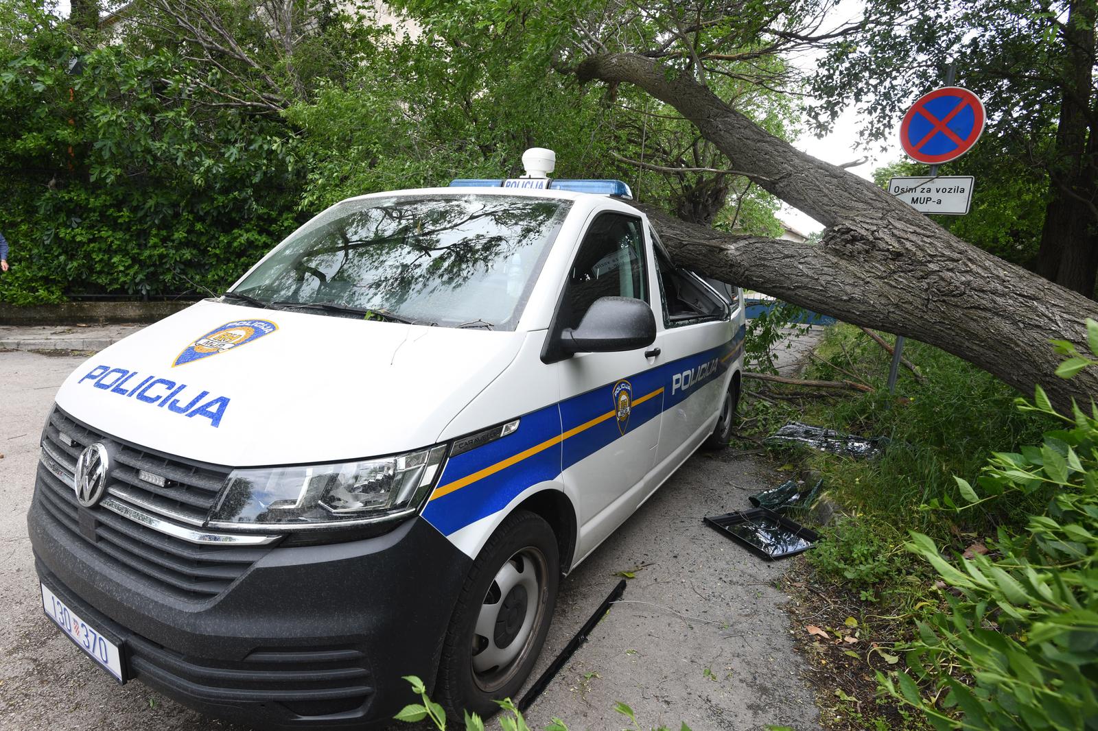 ibenik: Jak vjetar sruio veliko drvo i razbio policijski kombi ibenik: Jak vjetar sruio veliko drvo i razbio policijski kombi