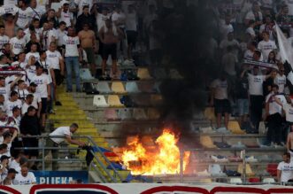 Rijeka: Zapaljene stolice na tribini gdje se nalazi Torcida