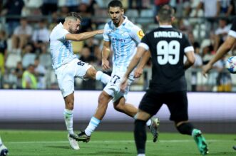 Rijeka: Slavlje nakon pogotka Marca Pašalića za 1:0 protiv Dukagjinija