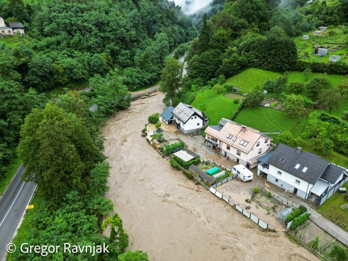 Pogled iz zraka na poplave u Sloveniji