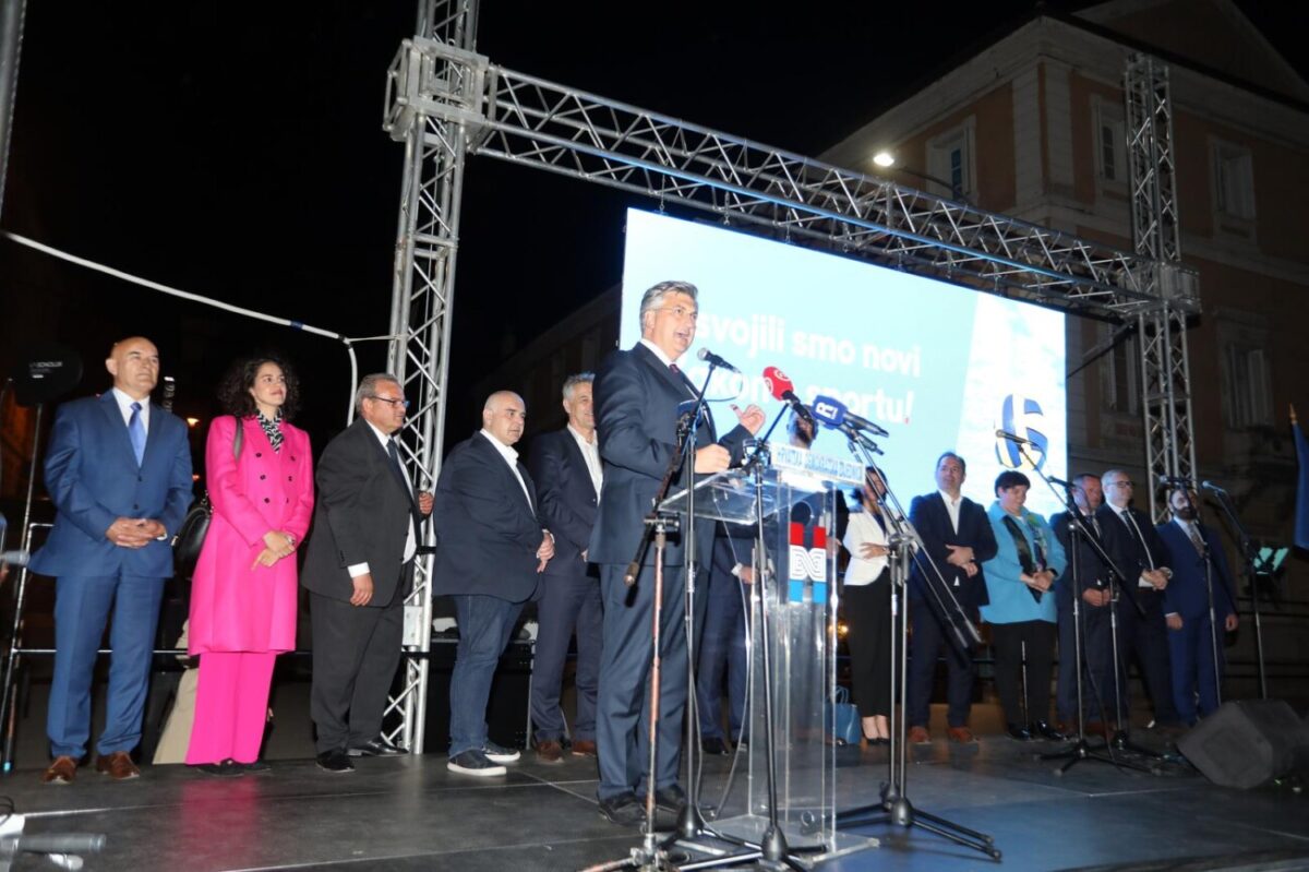 Rijeka: Premijer Plenkovi?? na predizbornom skupu HDZ-a i koalicijskih partnera