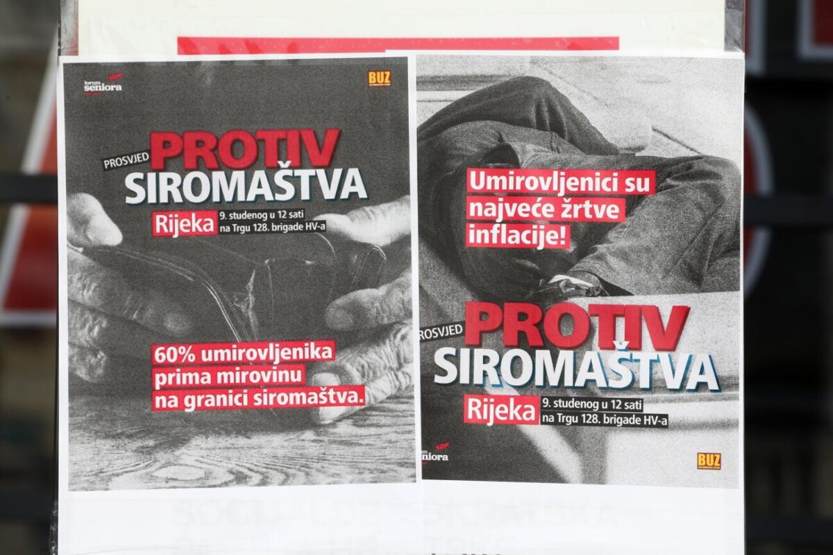 Rijeka: Prosvjed protiv siromaštva na trgu 128 brigade HV