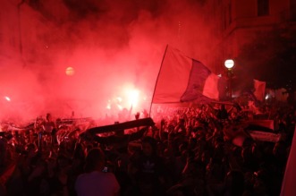 Rijeka: Navijači i Igrači Rijeke na Korzu slave osvajanje Hrvatskog nogometnog kupa