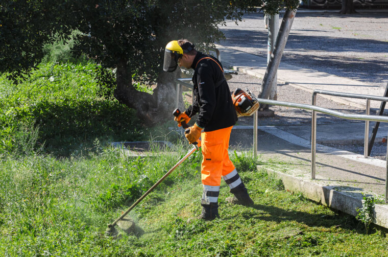 Ilustrativna grad košnja trave radnik park-0961