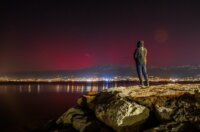 Pogled na auroru borealis iz lučice Spinut