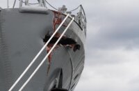 Rijeka: Rupa na pramcu broda Galeb nakon što ga je udario turski teretni brod Rijeka: Rupa na pramcu broda Galeb nakon što ga je udario turski teretni brod