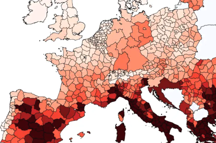 karta europa u crvenom